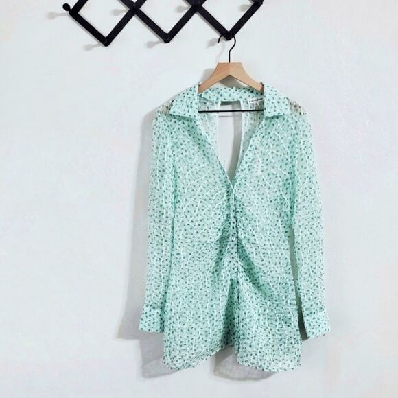 For Love And Lemons Drea Long Sleeve Sheer Mini Dress Size Extra Large NWT - Picture 11 of 15